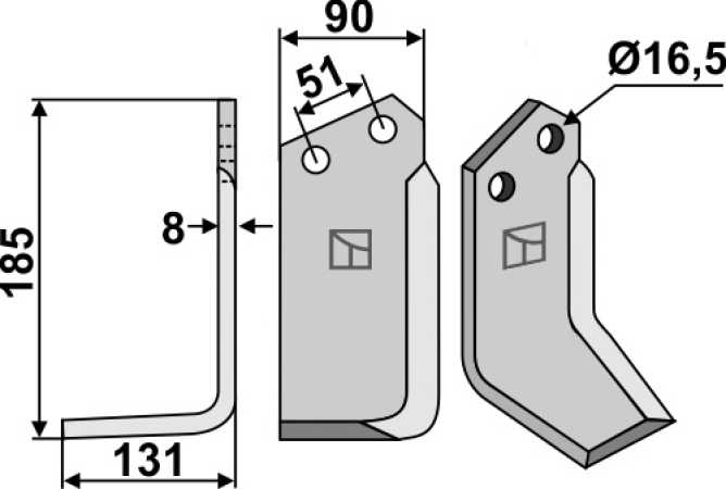 Fräsmesser 185x90mm, links